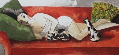 Gatos, by Didier Lourenco (Spain), Limited edition of lithography, 20x41cm, HKD6000