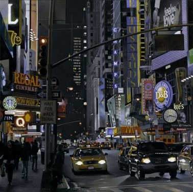 Lights of Broadway, by Jones Longas (Spain), Oil on canvas, 100x100cm, HKD42000